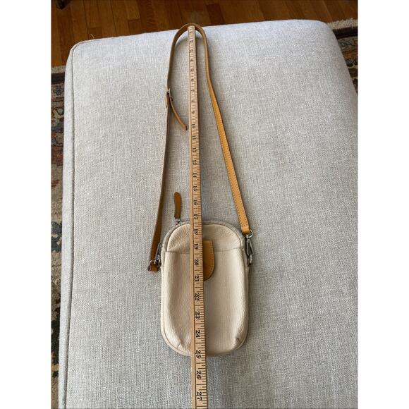 Divina Firenze Leather Crossbody Mini Zipper Bag Camel Brown Ivory Classic Purse - Picture 8 of 10